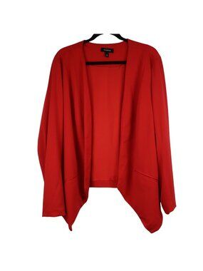 Torrid Womens 3 3X Open Front Drape Red Blazer Jacket Sweater